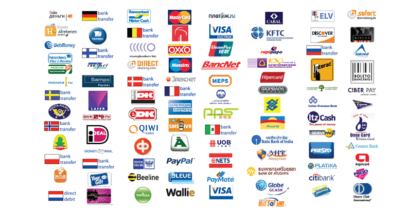 There are many different payment methods, but you don't have to serve all
