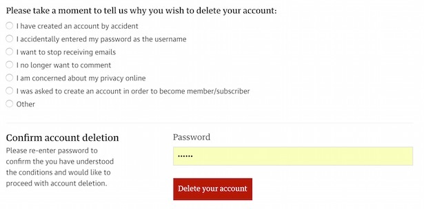 GDPR - Guardian - Account Delete