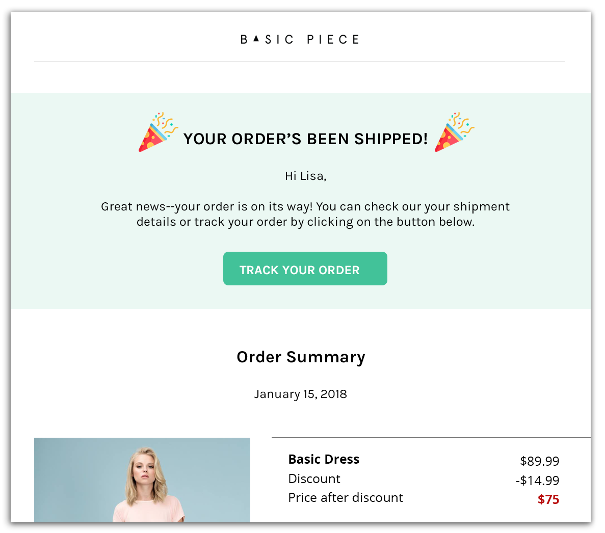 shipping confirmation email example