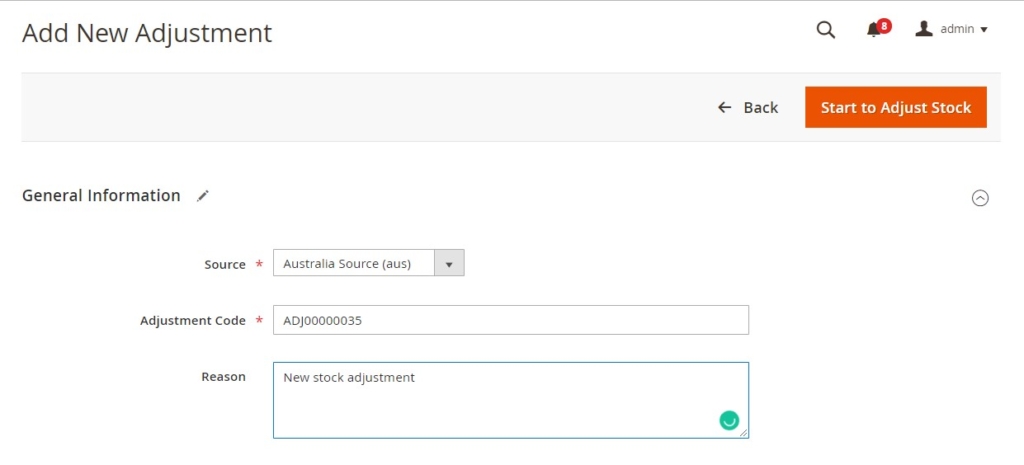 Magestore Adjust Stock feature for Magento 2.3 - create adjustment