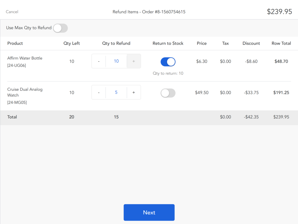 Product returns on POS: Return items to stock on Magestore POS