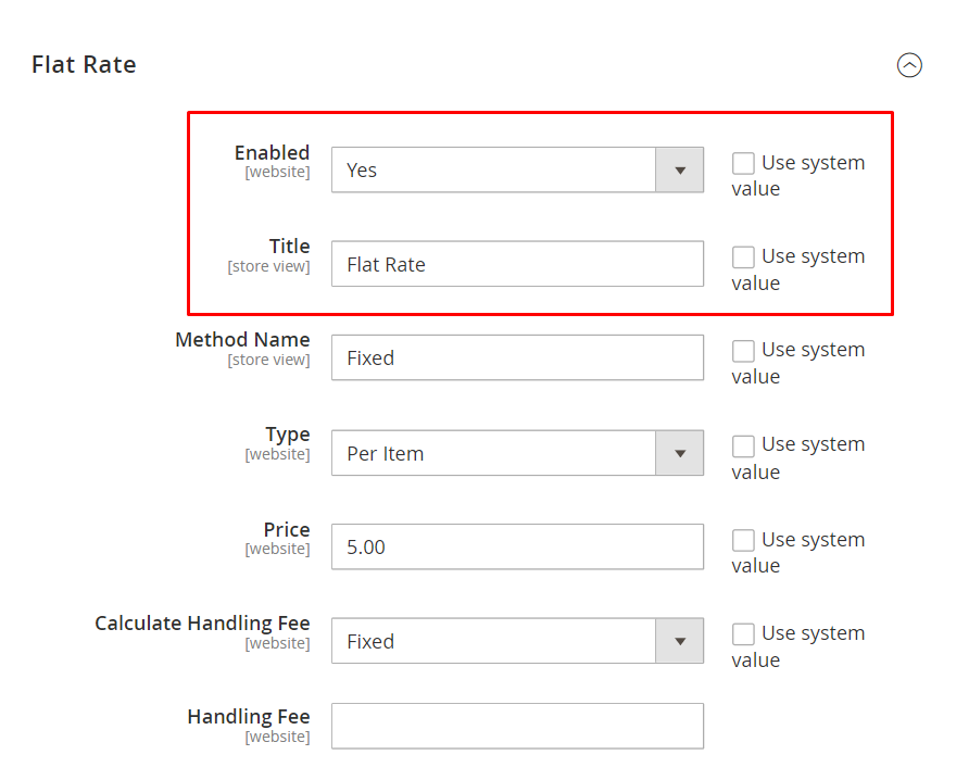configure flat rate in magento