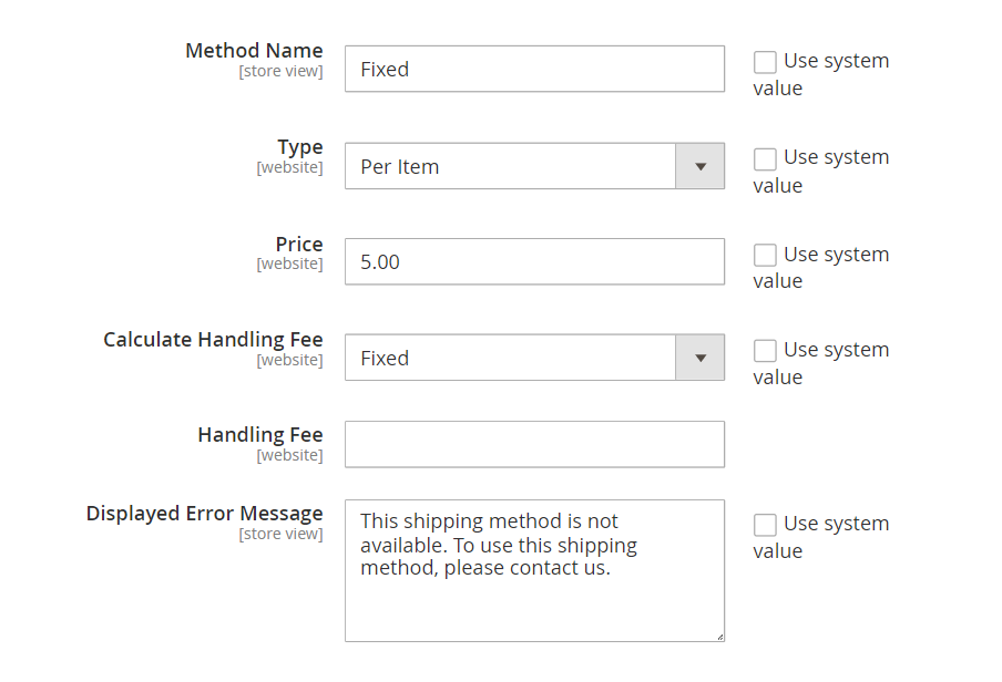 flat rate shipping method magento
